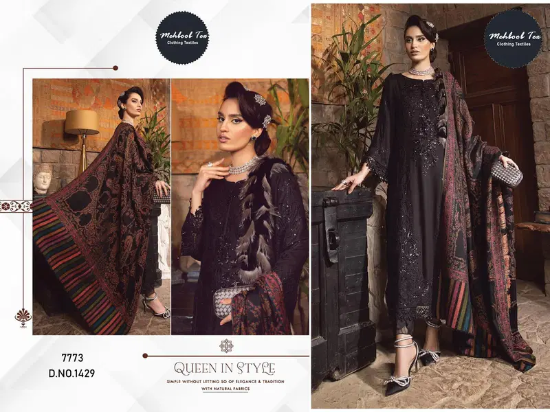 Mehboob Tex Mt 1429 Rayon Cotton Embroidery Pakistani Suits Wholesale Online
